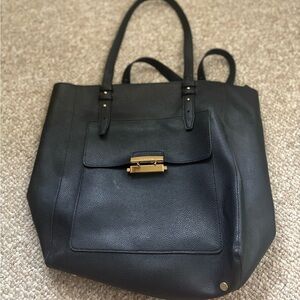Elegant Black Leather Tote Bag